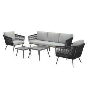 Townchair Outdoor Rope Sofa Set Black with Table