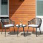Balcony Chairs and Table Braided Rope for Outdoors Townchair (Black)