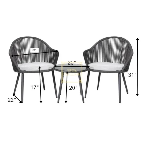 Balcony Chairs and Table Braided Rope for Outdoors Townchair (Black) Balcony Chairs and Table Braided Rope for Outdoors Townchair (Black)