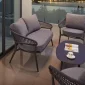 Braided Rope Outdoor Sofa Set with cushions 2 Single Chairs + 1 Three Seater Sofa + 1 Table (Back) Townchair