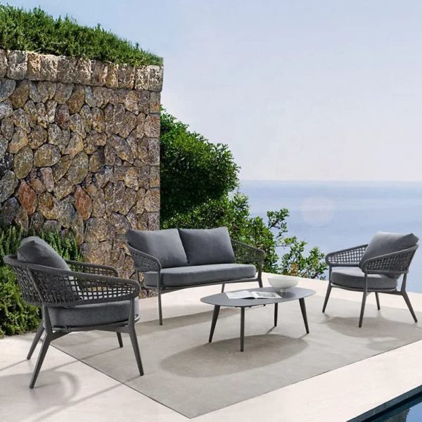 Braided Rope Outdoor Sofa Set with cushions 2 Single Chairs + 1 Three Seater Sofa + 1 Table (Back) Townchair (Copy) Braided Rope Outdoor Sofa Set with cushions 2 Single Chairs + 1 Three Seater Sofa + 1 Table (Back) Townchair (Copy)