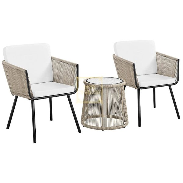 Townchair Outdoor Braided Rope Patio Set for Balcony with cushions Townchair Outdoor Braided Rope Patio Set for Balcony with cushions