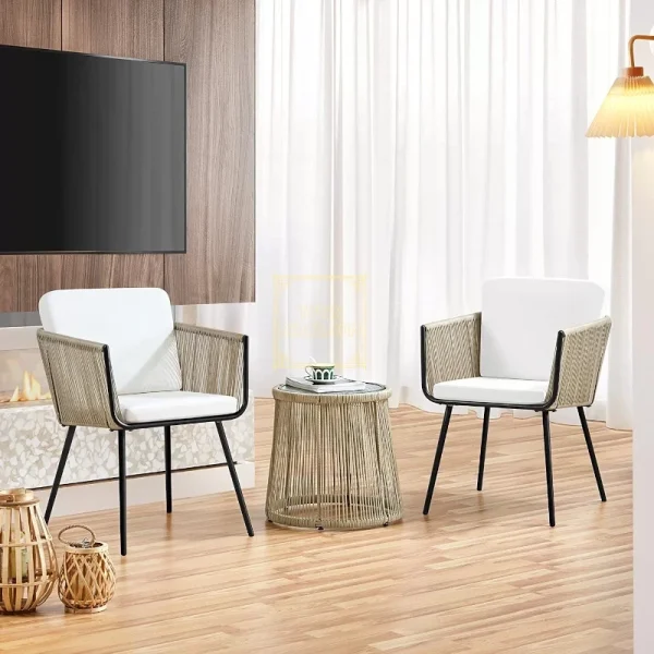 Townchair Outdoor Braided Rope Patio Set for Balcony with cushions Townchair Outdoor Braided Rope Patio Set for Balcony with cushions