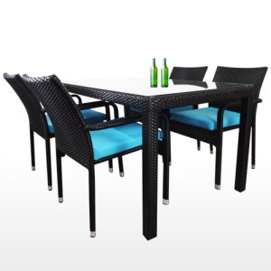 Townchair Outdoor Dining Set 4 Chairs and 1 Table (Black)