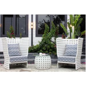 Townchair Outdoor Fancy Patio 2 Chair and 1 Table White Colour