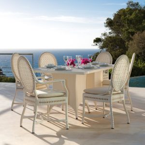 Townchair Outdoor Resort Dining Set 6 Chairs and Table (White)
