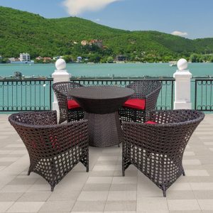 Outdoor Patio Set 4 Chairs and 1 Table (Brown)