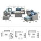 Townchair Multicolour grey Outdoor Sofa Set 7 seater + 1 table + 1 Sidetable and 1 Footrest
