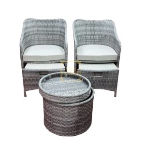 Outdoor Garden Patio Chair + Footrest and Table Multicolour Grey Colour Townchair