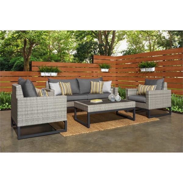 Outdoor Sofa Set for Garden and Balconies Multicolour Grey Rattan Townchair Outdoor Sofa Set for Garden and Balconies Multicolour Grey Rattan Townchair