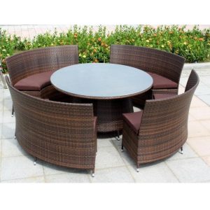Town Chair Outdoor Dinning Set 4 Chairs and 1 Table (Multicolour Brown)
