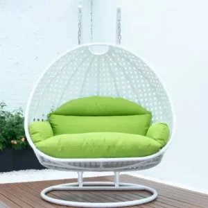 Town Chair Outdoor Swing with Cushion and Double Stand (White)