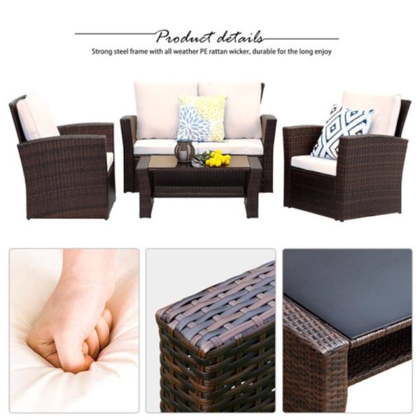 Townchair Balcony Sofa Set 1 Two Seater + 2 Single Seater and 1 Table Multicolour Brown (3) Townchair Balcony Sofa Set 1 Two Seater + 2 Single Seater and 1 Table Multicolour Brown