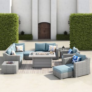 Townchair Multicolour Grey Outdoor Sofa Set 7 seater + 1 table + 2 Sidetable and 2 Footrest