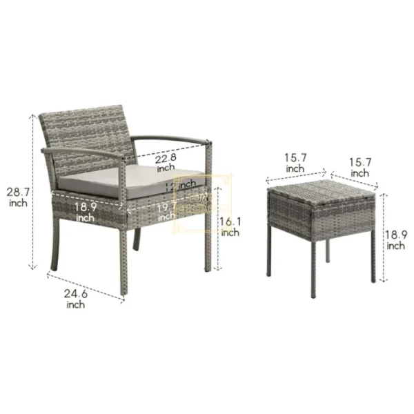 Townchair Outdoor Balcony Patio Set 2 Chairs and 1 Table (Multicolour Grey) (4) Townchair Outdoor Balcony Patio Set 2 Chairs and 1 Table (Multicolour Grey)