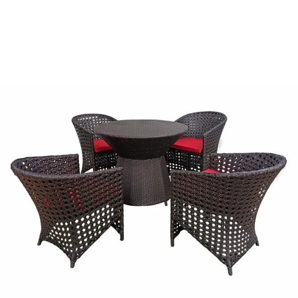 Townchair Outdoor Patio Set 4 Chairs and 1 Table (Brown) (2) Townchair Outdoor Patio Set 4 Chairs and 1 Table (Brown)