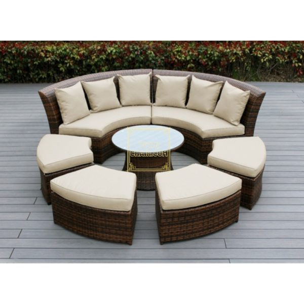 Townchair Outdoor Sofa Set 8 Seater and 1 Table Multicolour Brown Townchair Outdoor Sofa Set 8 Seater and 1 Table Multicolour Brown
