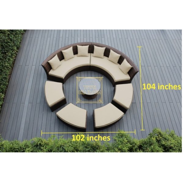 Townchair Outdoor Sofa Set 8 Seater and 1 Table Multicolour Brown Townchair Outdoor Sofa Set 8 Seater and 1 Table Multicolour Brown