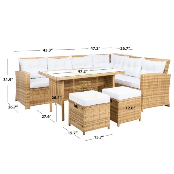 Townchair Outdoor Dining and Sofa Set 8 Seater and 1 Table (Multicolour Gold) Townchair Outdoor Dining and Sofa Set 8 Seater and 1 Table (Multicolour Gold)