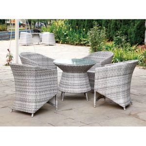 Town Chair Outdoor Garden Seating 4 Chairs and Table (Multicolour Grey)