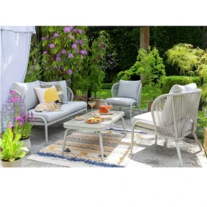 Townchair Outdoor Braided Rope Sofa Set Grey Colour 4 Seater and 1 Table with Cushions