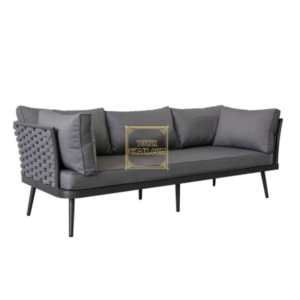 Outdoor Garden Sofa Set Braided Rope Townchair Dark Grey 6 Seater and 1 Table with Cushions (3) Outdoor Garden Sofa Set Braided Rope Townchair Dark Grey 6 Seater and 1 Table with Cushions