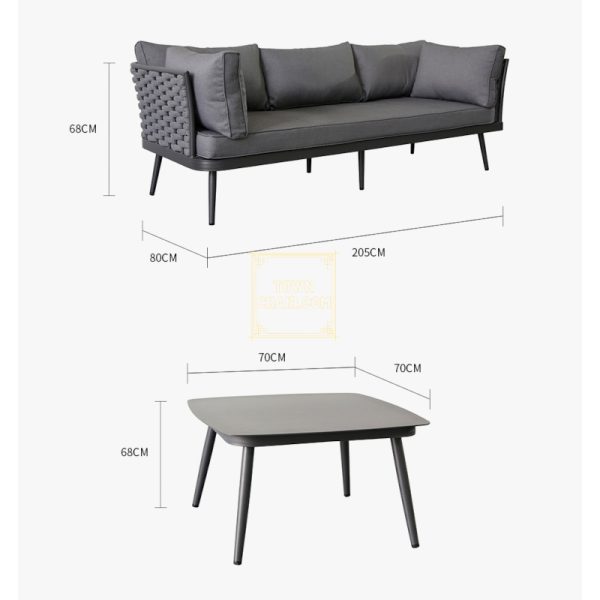 Outdoor Garden Sofa Set Braided Rope Townchair Dark Grey 6 Seater and 1 Table with Cushions (5) Outdoor Garden Sofa Set Braided Rope Townchair Dark Grey 6 Seater and 1 Table with Cushions