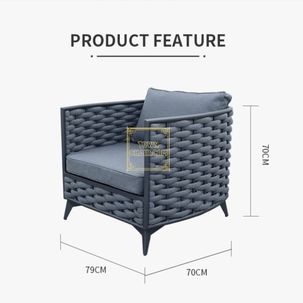 Outdoor Rope Sofa Set For Balcony and Garden Dark Grey Colour Townchair (4) Outdoor Rope Sofa Set For Balcony and Garden Dark Grey Colour Townchair