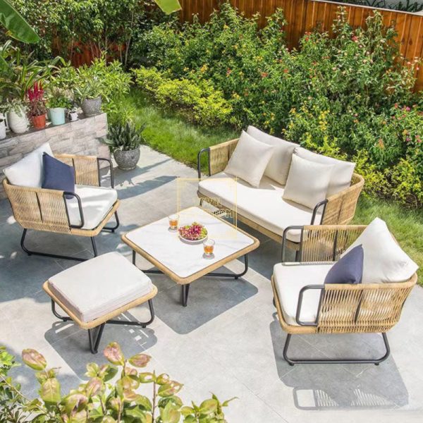 Outdoor Sofa Set Braided Rope Jute colour 5 Seater and 1 Table Townchair Outdoor Sofa Set Braided Rope Jute colour 5 Seater and 1 Table Townchair