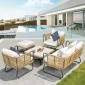 Outdoor Sofa Set Braided Rope Jute colour 5 Seater and 1 Table Townchair