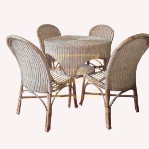 Townchair Cane Rattan Dining Set 4 Chairs and 1 Table