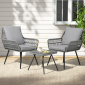 Townchair Braided Rope Outdoor Patio Set 2 Chair and 1 Table Dark Grey with Cushions