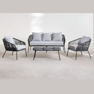 Townchair Braided Rope Sofa Set 5 Seater and 1 Table with cushions