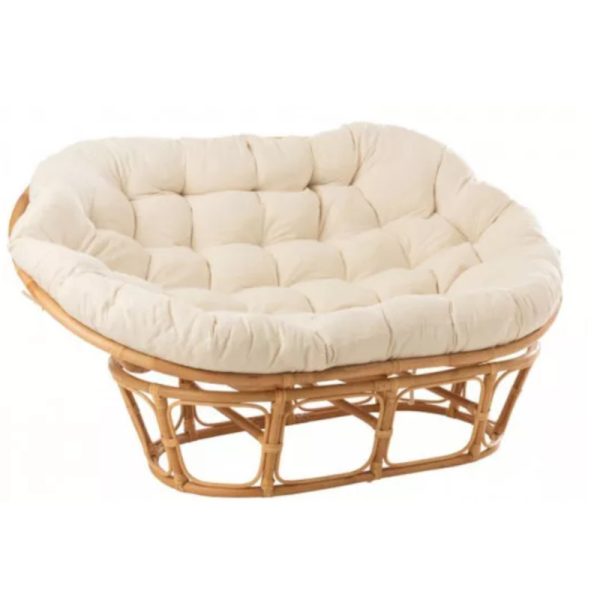 Townchair Natural Cane Double Seater Papasan Chair with Cushions