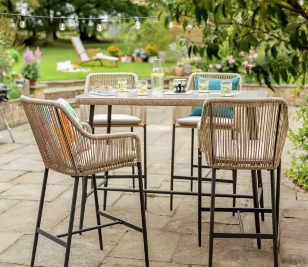 Townchair Outdoor Braided Rope Bar Set 4 Chairs and 1 Table Townchair Outdoor Braided Rope Bar Set 4 Chairs and 1 Table
