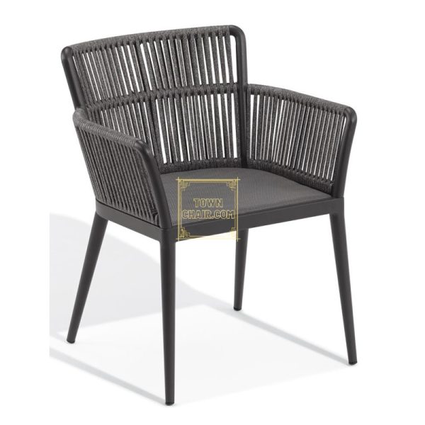 Townchair Outdoor Braided Rope Dining Set 4 Chairs and 1 Table Dark Grey with Cushions (3) Townchair Outdoor Braided Rope Dining Set 4 Chairs and 1 Table Dark Grey with Cushions