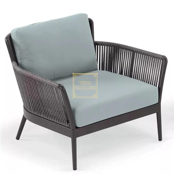 Townchair Outdoor Braided Rope Patio Set 2 Chairs and 1 Table Dark Grey Townchair Outdoor Braided Rope Patio Set 2 Chairs and 1 Table Dark Grey