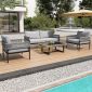 Townchair Outdoor Braided Rope Sofa Set 4 Seater and 1 Table with Cushions