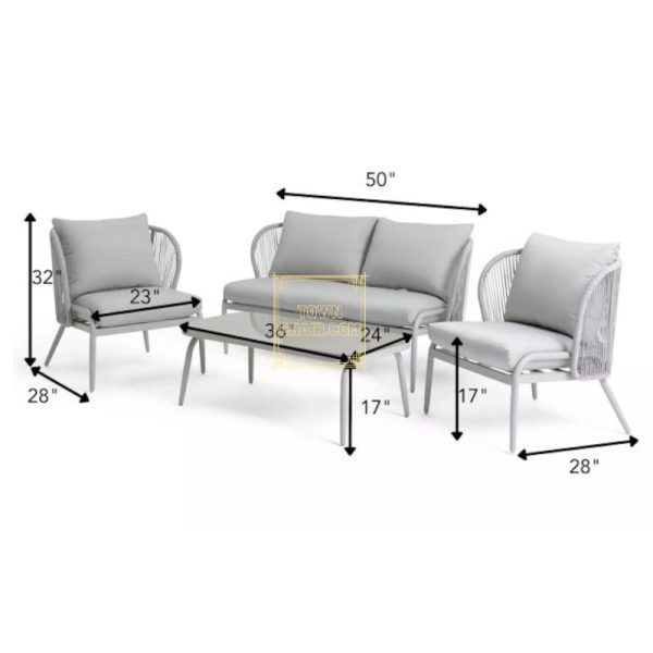 Townchair Outdoor Braided Rope Sofa Set Grey Colour 4 Seater and 1 Table with Cushions (2) Townchair Outdoor Braided Rope Sofa Set Grey Colour 4 Seater and 1 Table with Cushions
