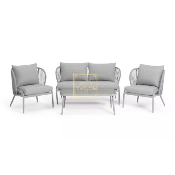 Townchair Outdoor Braided Rope Sofa Set Grey Colour 4 Seater and 1 Table with Cushions Townchair Outdoor Braided Rope Sofa Set Grey Colour 4 Seater and 1 Table with Cushions