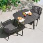 Townchair Outdoor Dining Set Braided Rope for Balcony with Cushions Dark Grey