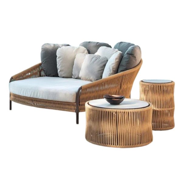 Townchair Outdoor Rope Daybed for Balcony with Cushions and 2 Tables Townchair Outdoor Rope Daybed for Balcony with Cushions and 2 Tables