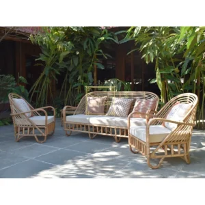 Town Chair Luxury Cane Sofa Set for Resorts and Hotels with Cushions