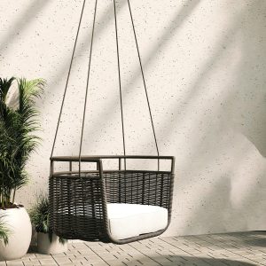 Townchair Outdoor Rope Single Seater Swing Chair for Balcony with Cushions Black Colour