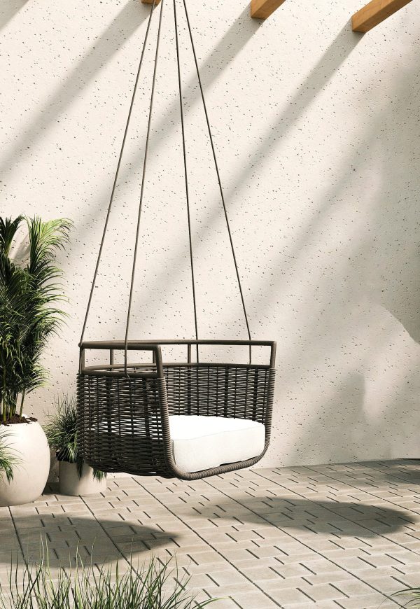 Townchair Outdoor Rope Single Seater Swing Chair for Balcony with Cushions Black Colour